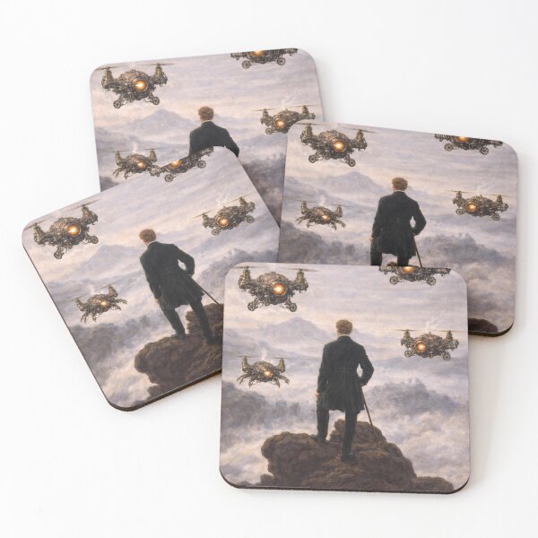 Item preview, Wanderer With Steam Powered Drones - Inspired by Caspar David Friedrich (1774–1840), Who Might Have Wondered Why Bumblebees and Steam Drones Can Fly at All.  designed and sold by TheArtsyFrogs.