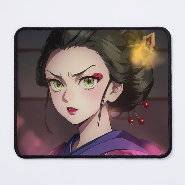 Item preview, Daki Demon Slayer Floral Kimono Portrait With Intense Gaze designed and sold by mildaclairmo.