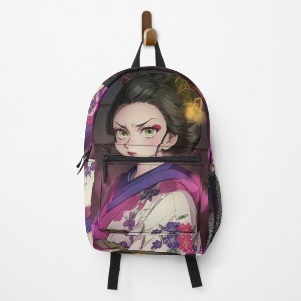 Item preview, Daki Demon Slayer Floral Kimono Portrait With Intense Gaze designed and sold by mildaclairmo.
