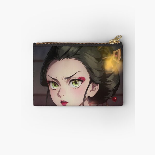 Item preview, Daki Demon Slayer Floral Kimono Portrait With Intense Gaze designed and sold by mildaclairmo.