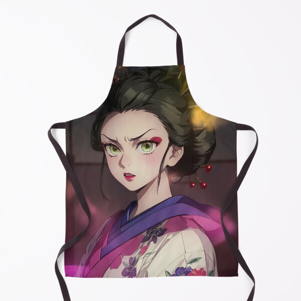 Item preview, Daki Demon Slayer Floral Kimono Portrait With Intense Gaze designed and sold by mildaclairmo.