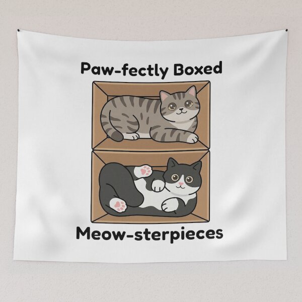 Item preview, Paw-fectly Boxed – Cute Cats in Boxes Funny Design designed and sold by aiqdelicia.