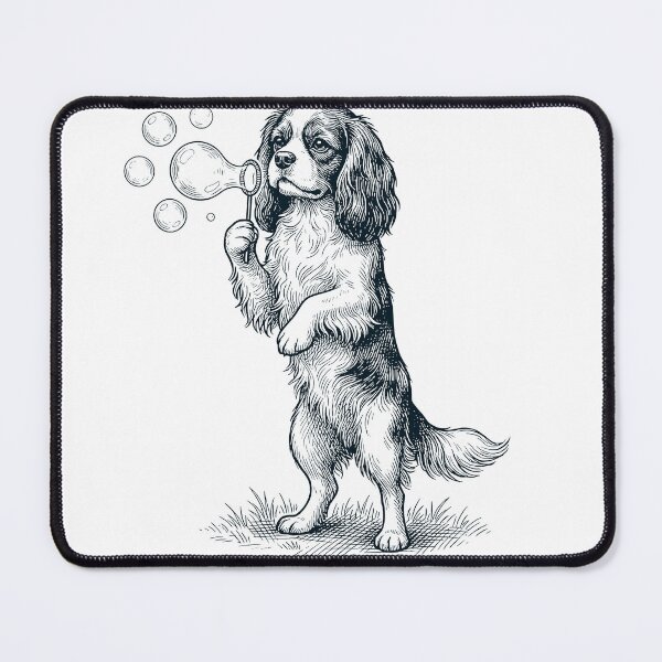 Item preview, Vintage Cavalier King Charles Spaniel Blowing Bubbles Dog Mom Dad Lover designed and sold by DoodleTortle.