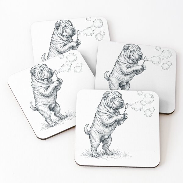 Item preview, Vintage Chinese Shar Pei Blowing Bubbles Dog Mom Dad Lover designed and sold by DoodleTortle.