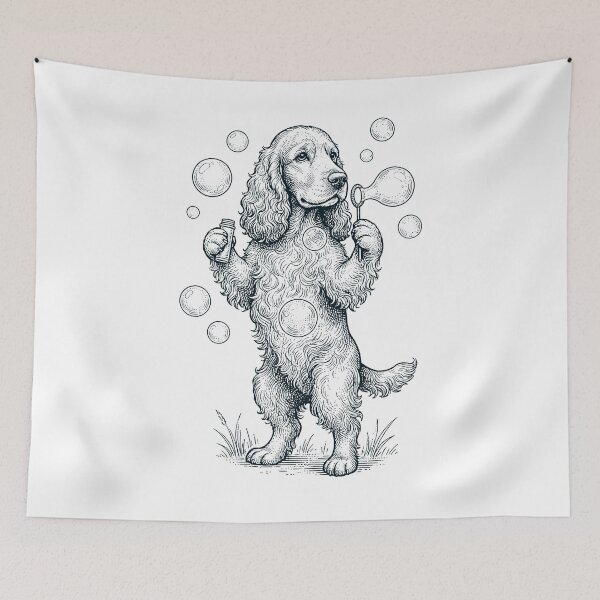 Item preview, Vintage Cocker Spaniel Blowing Bubbles Dog Mom Dad Lover designed and sold by DoodleTortle.