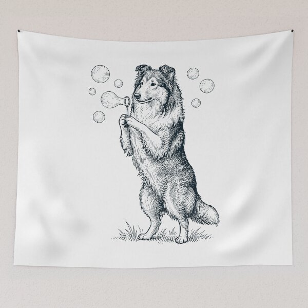 Item preview, Vintage Collie Blowing Bubbles Dog Mom Dad Lover designed and sold by DoodleTortle.