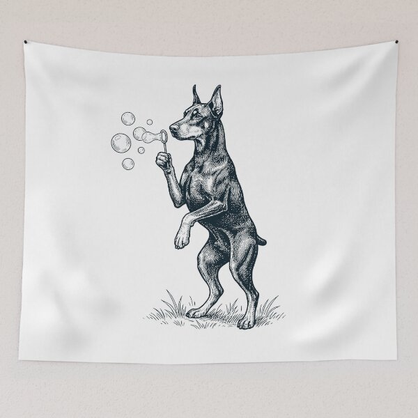 Item preview, Vintage Doberman Pinscher Blowing Bubbles Dog Mom Dad Lover designed and sold by DoodleTortle.