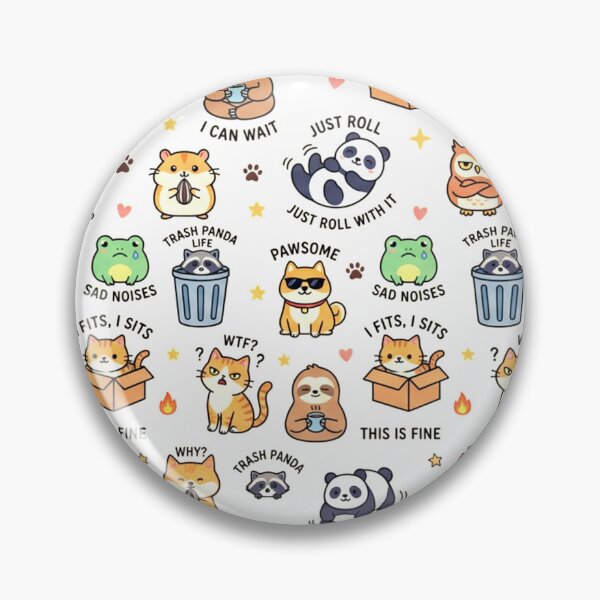 Item preview, A playful pattern of cartoon animals and humorous phrases on a white background designed and sold by Creative88Art.