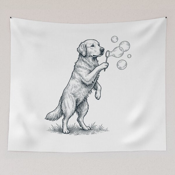 Item preview, Vintage Golden Retriever Blowing Bubbles Dog Mom Dad Lover designed and sold by DoodleTortle.