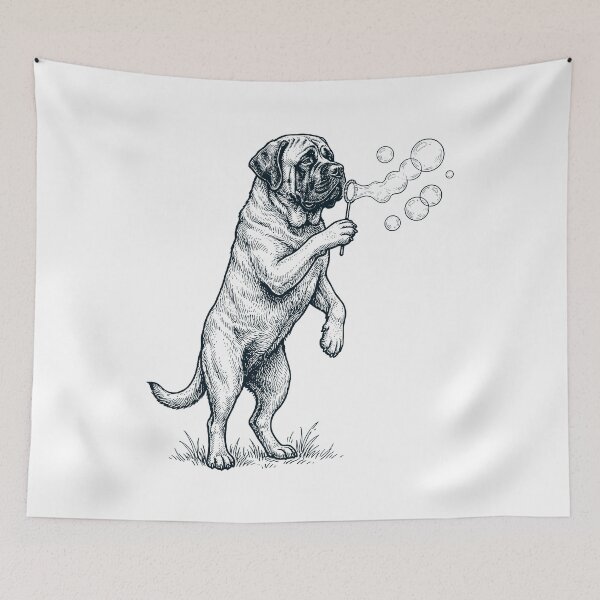Item preview, Vintage Mastiff Blowing Bubbles Dog Mom Dad Lover designed and sold by DoodleTortle.