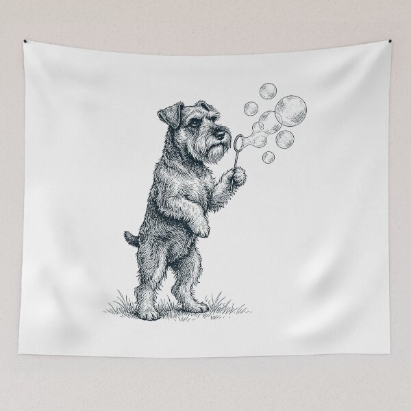 Item preview, Vintage Miniature Schnauzer Blowing Bubbles Dog Mom Dad Lover designed and sold by DoodleTortle.