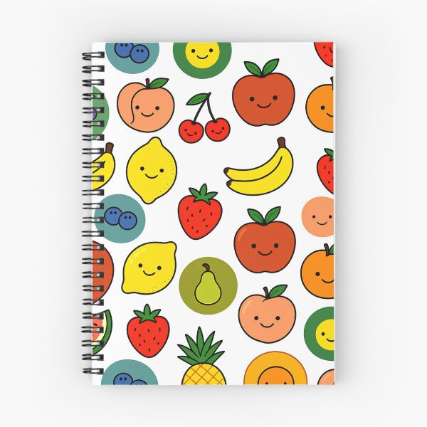 Aperçu de l'œuvre Un motif coloré de fruits de dessin animé aux visages souriants créée et vendue par Creative88Art.