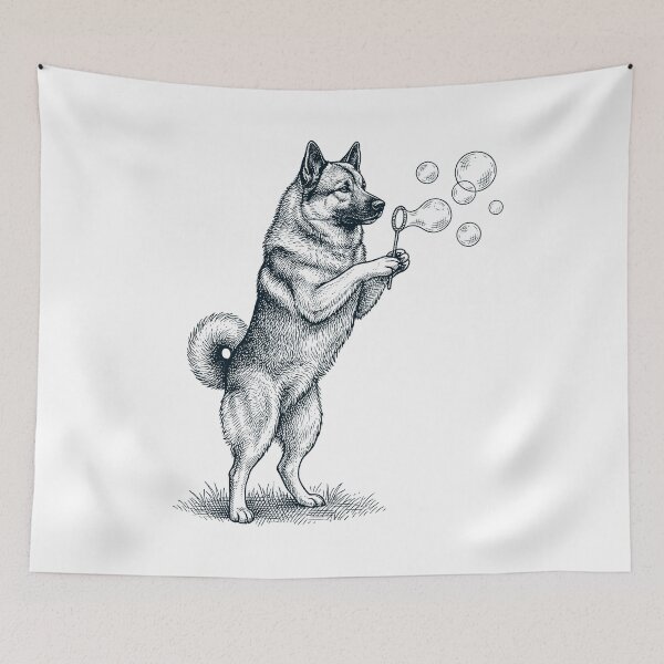 Item preview, Vintage Norwegian Elkhound Blowing Bubbles Dog Mom Dad Lover designed and sold by DoodleTortle.