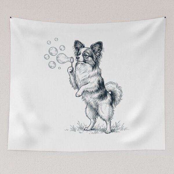Item preview, Vintage Papillon Blowing Bubbles Dog Mom Dad Lover designed and sold by DoodleTortle.