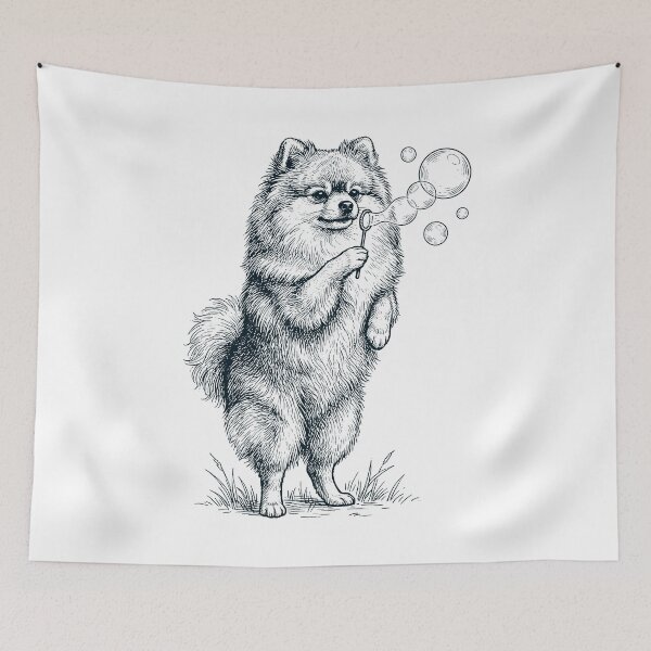 Item preview, Vintage Pomeranian Blowing Bubbles Dog Mom Dad Lover designed and sold by DoodleTortle.