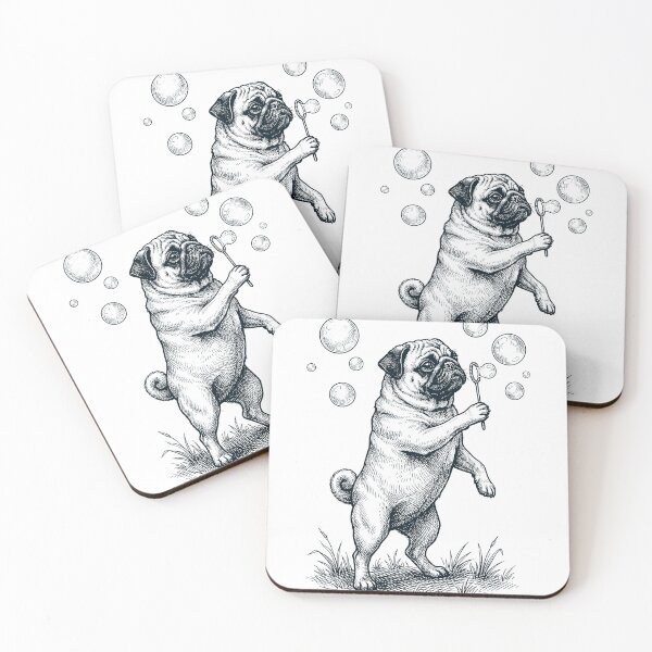 Item preview, Vintage Pug Blowing Bubbles Dog Mom Dad Lover designed and sold by DoodleTortle.