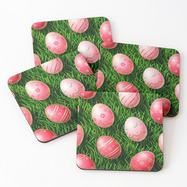 Item preview, A vibrant display of pink Easter eggs on green grass designed and sold by Creative88Art.
