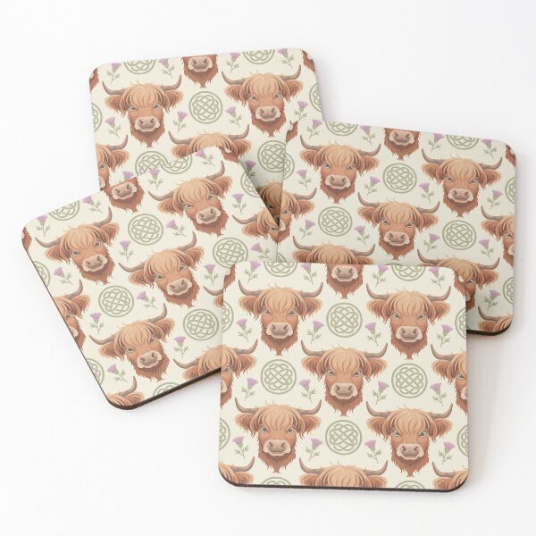 Item preview, Highland Cow Seamless Pattern – Cute Rustic Farm Animal Celtic Floral Design designed and sold by Tamas Das.