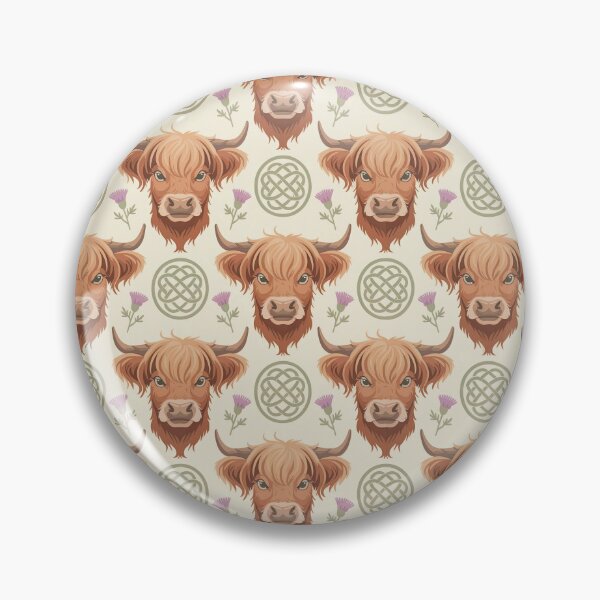 Item preview, Highland Cow Seamless Pattern – Cute Rustic Farm Animal Celtic Floral Design designed and sold by Tamas Das.