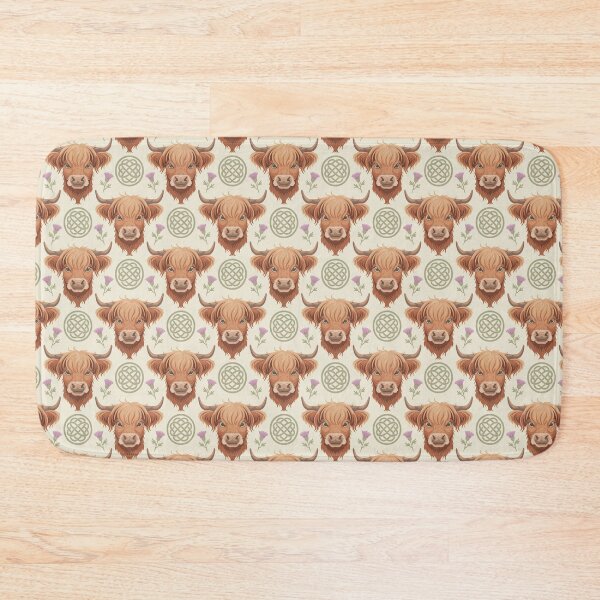 Item preview, Highland Cow Seamless Pattern – Cute Rustic Farm Animal Celtic Floral Design designed and sold by Tamas Das.