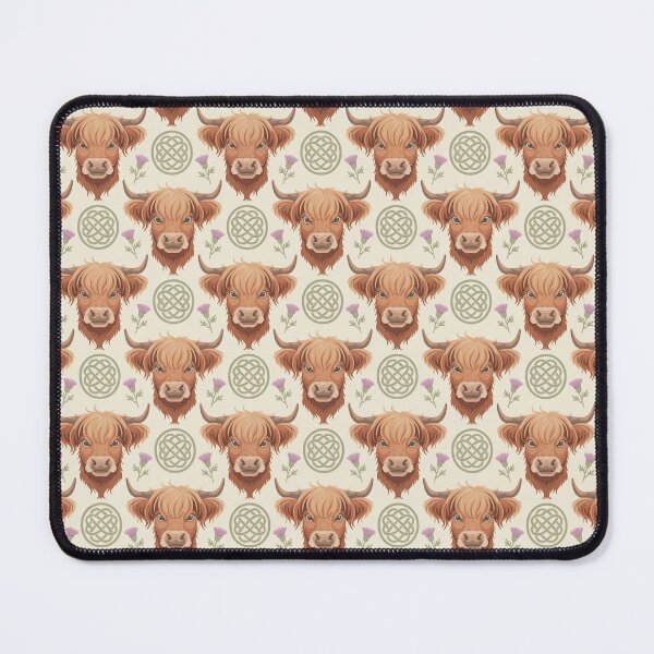 Item preview, Highland Cow Seamless Pattern – Cute Rustic Farm Animal Celtic Floral Design designed and sold by Tamas Das.