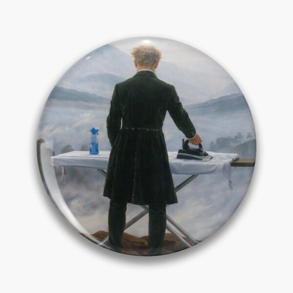 Item preview, Wanderer Above the Extreme Ironing Board - Inspired by Caspar David Friedrich (1774–1840), Who Didn't Fear Foggy Heights but Feared Wrinkles.  designed and sold by TheArtsyFrogs.