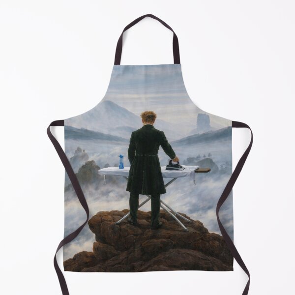 Item preview, Wanderer Above the Extreme Ironing Board - Inspired by Caspar David Friedrich (1774–1840), Who Didn't Fear Foggy Heights but Feared Wrinkles.  designed and sold by TheArtsyFrogs.