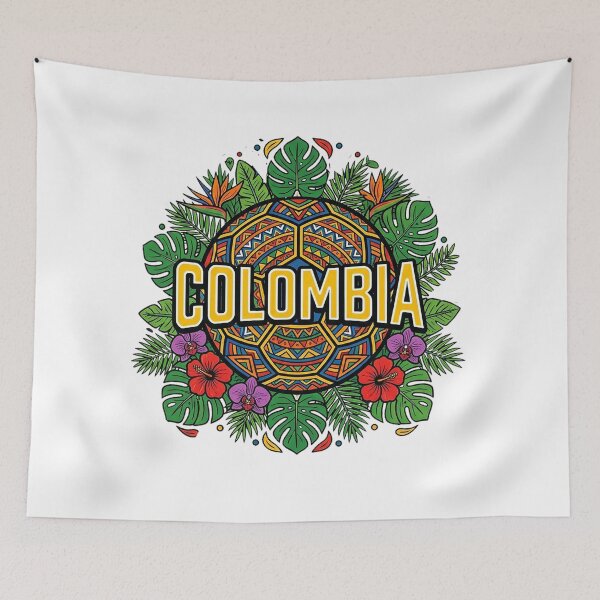 Item preview, Colombia Soccer Folk Art Design – Colorful Tropical Football Shirt designed and sold by Verycutethings.