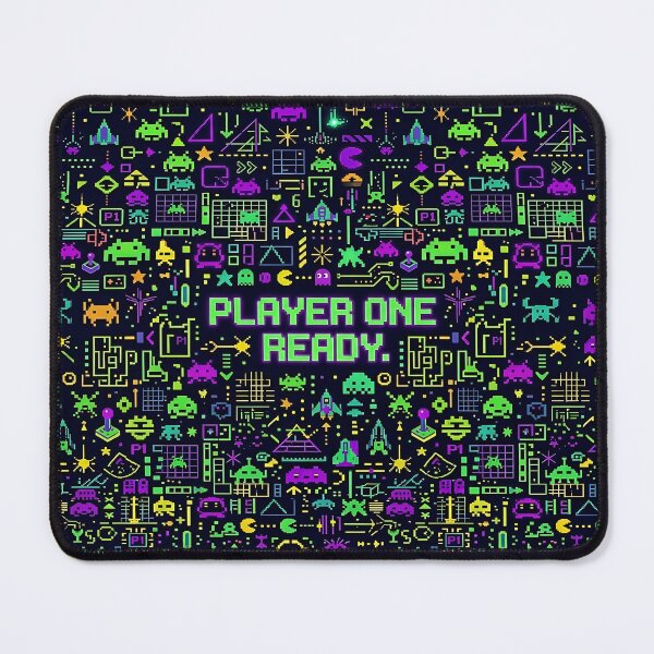 Item preview, Retro Arcade Pixel Pattern with Player One Quote designed and sold by Zen Aura Studio.