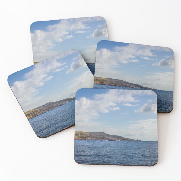 Item preview, Tranquil Coastal Sea View With Rocky Cliffs Under Blue Sky and Dramatic Clouds on the Horizon designed and sold by Nmallia.