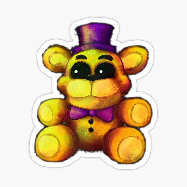 Golden Freddy Fazbear Matte Vinyl Sticker handdrawn 