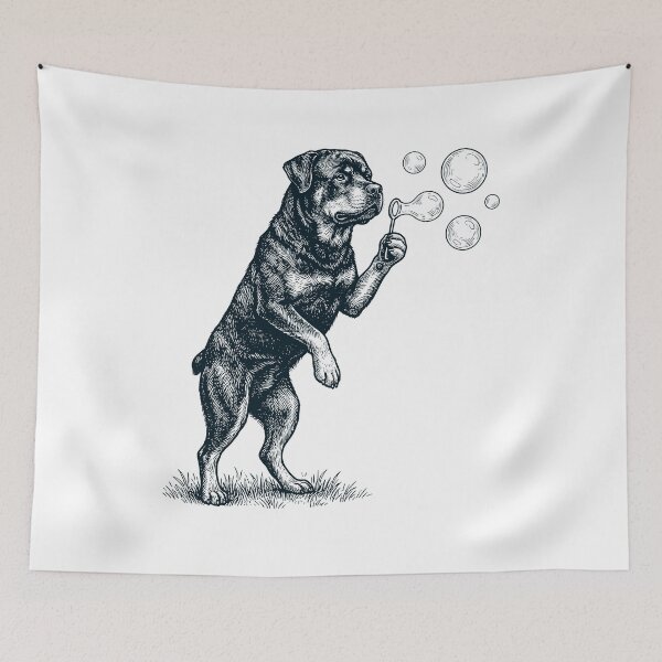 Item preview, Vintage Rottweiler Blowing Bubbles Dog Mom Dad Lover designed and sold by DoodleTortle.