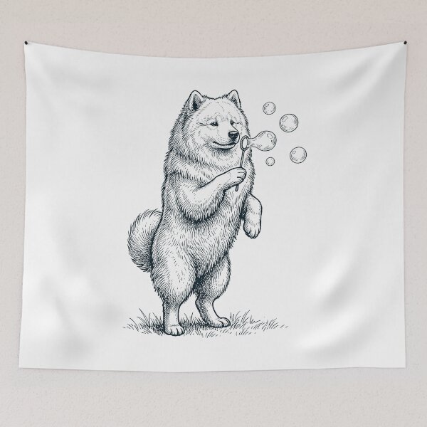 Item preview, Vintage Samoyed Blowing Bubbles Dog Mom Dad Lover designed and sold by DoodleTortle.