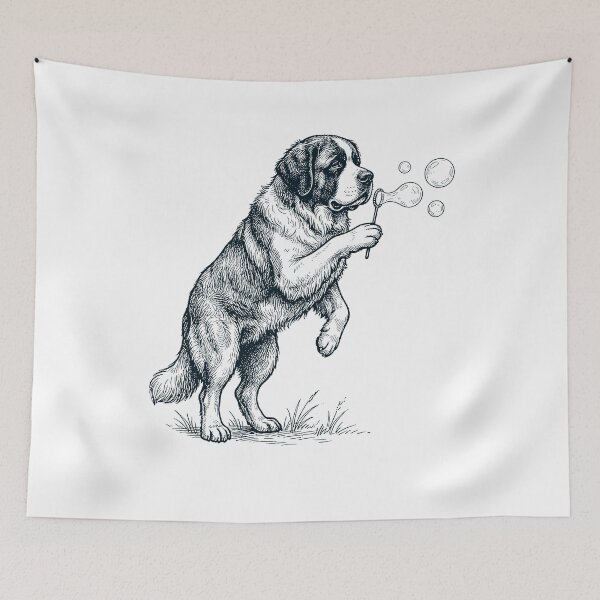 Item preview, Vintage Saint Bernard Blowing Bubbles Dog Mom Dad Lover designed and sold by DoodleTortle.