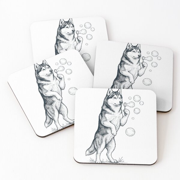Item preview, Vintage Siberian Husky Blowing Bubbles Dog Mom Dad Lover designed and sold by DoodleTortle.