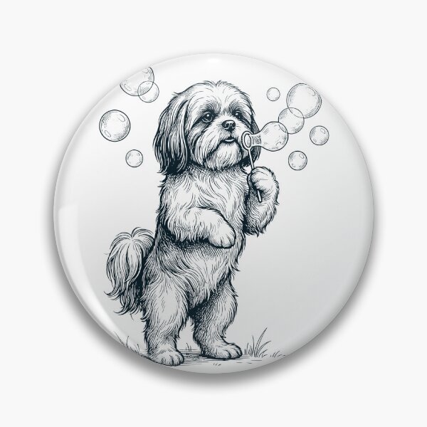 Item preview, Vintage Shih Tzu Blowing Bubbles Dog Mom Dad Lover designed and sold by DoodleTortle.