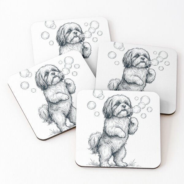 Item preview, Vintage Shih Tzu Blowing Bubbles Dog Mom Dad Lover designed and sold by DoodleTortle.