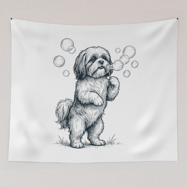 Item preview, Vintage Shih Tzu Blowing Bubbles Dog Mom Dad Lover designed and sold by DoodleTortle.