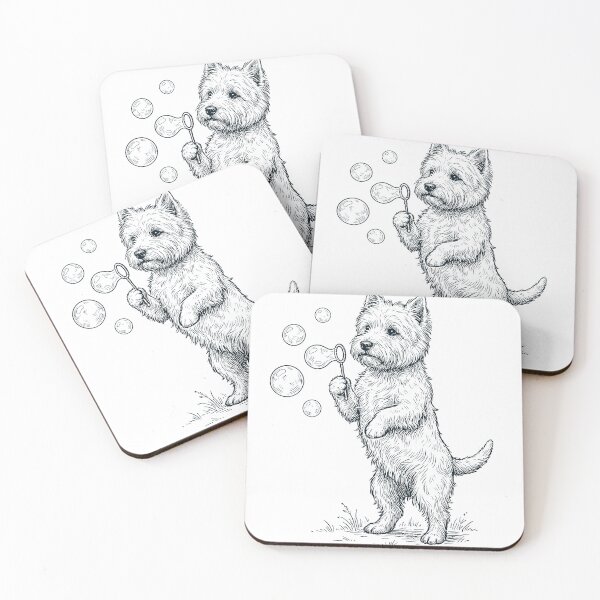 Item preview, Vintage West Highland White Terrier Blowing Bubbles Dog Mom Dad Lover designed and sold by DoodleTortle.
