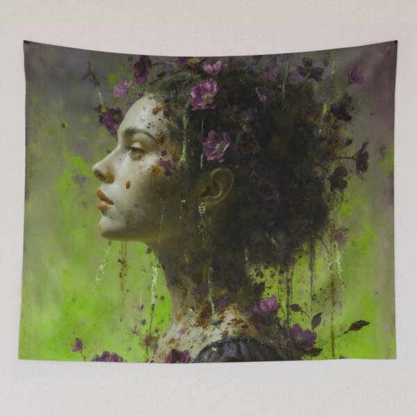 Item preview, Floral Soul Portrait – Emotional Botanical Woman Art Print designed and sold by joycrysstudio.