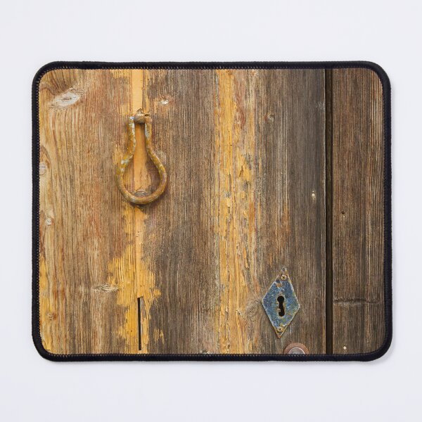 Item preview, Rustic Wooden Door With Rusty Knocker, Keyhole And Peeling Yellow Paint Texture designed and sold by Nmallia.