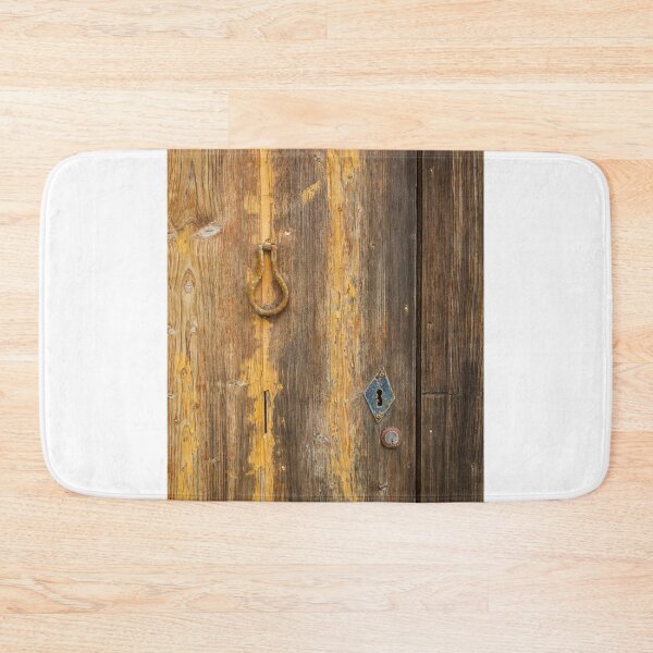 Item preview, Rustic Wooden Door With Rusty Knocker, Keyhole And Peeling Yellow Paint Texture designed and sold by Nmallia.