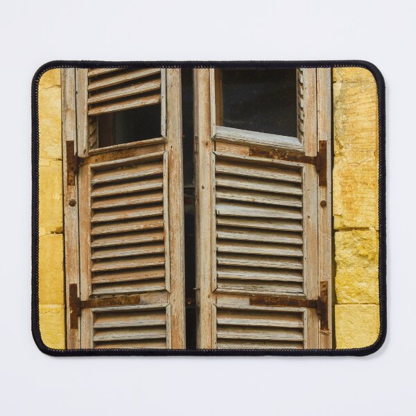 Item preview, Weathered Wooden Shutters on Yellow Stone Wall Window in Mediterranean Town, Rustic Vintage Texture designed and sold by Nmallia.