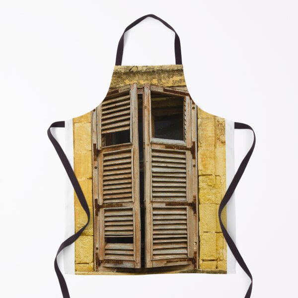 Item preview, Weathered Wooden Shutters on Yellow Stone Wall Window in Mediterranean Town, Rustic Vintage Texture designed and sold by Nmallia.