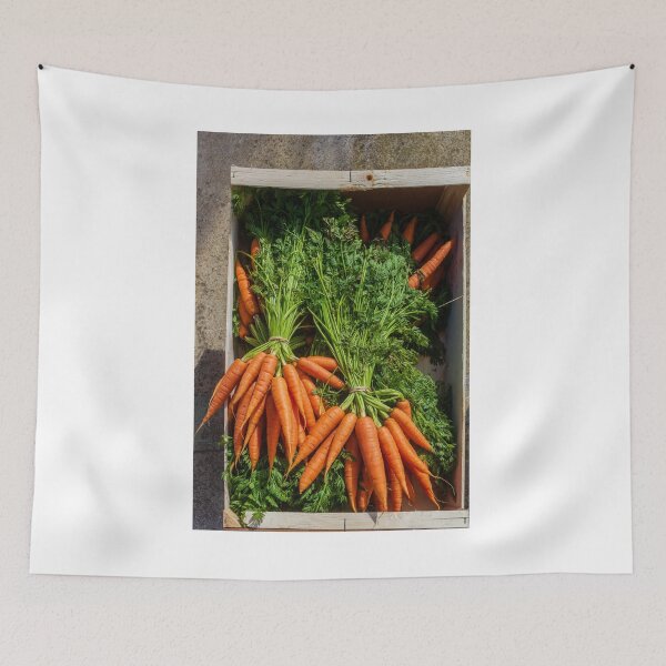 Item preview, Fresh Bunched Carrots in a Wooden Crate at a Farm Market - Organic Vegetables Harvest designed and sold by Nmallia.