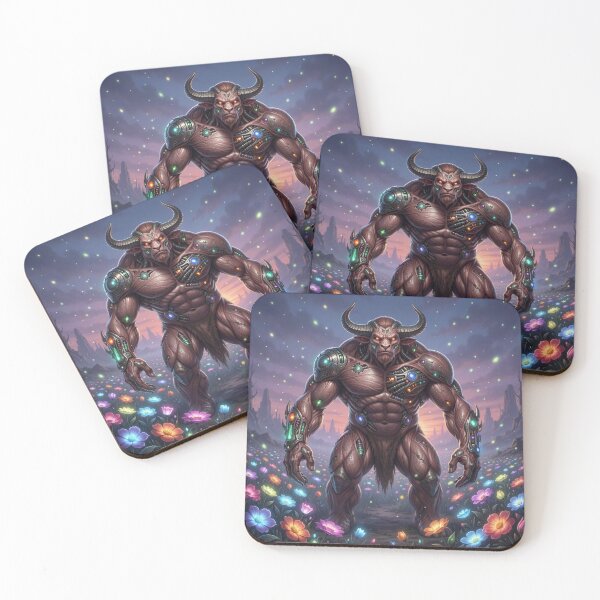 Item preview, Cyber Minotaur in Bloom – Futuristic Myth Creature in a Surreal Flower World designed and sold by FotoworldEdel.