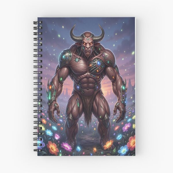 Item preview, Cyber Minotaur in Bloom – Futuristic Myth Creature in a Surreal Flower World designed and sold by FotoworldEdel.