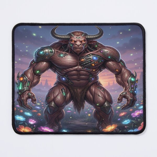 Item preview, Cyber Minotaur in Bloom – Futuristic Myth Creature in a Surreal Flower World designed and sold by FotoworldEdel.
