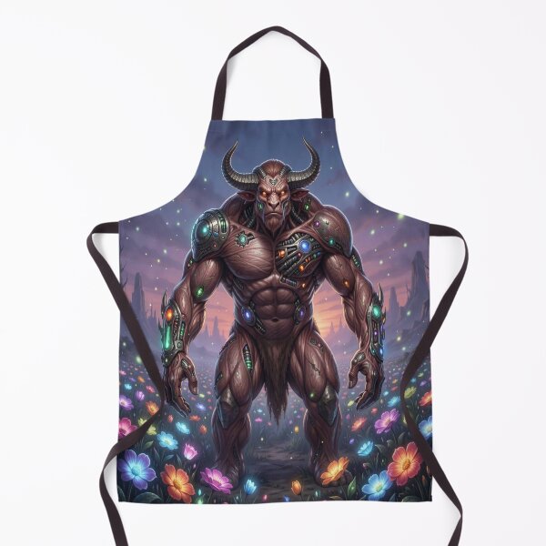 Item preview, Cyber Minotaur in Bloom – Futuristic Myth Creature in a Surreal Flower World designed and sold by FotoworldEdel.
