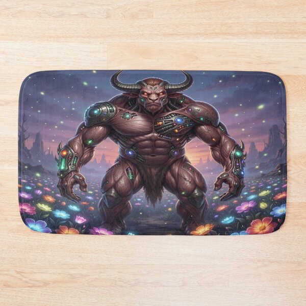 Item preview, Cyber Minotaur in Bloom – Futuristic Myth Creature in a Surreal Flower World designed and sold by FotoworldEdel.